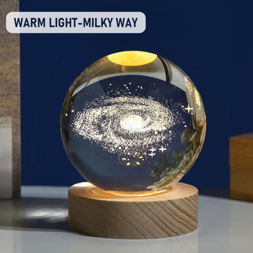 Glowing 3D Galaxy Crystal Ball Night Light USB Power Planet RGB Light Lamp