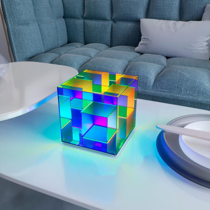 Premium Iridescent Cube - Infinite Lighting Effect - RGB Polychromatic Acrylic Colorful Lamp