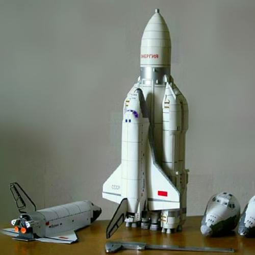 1:96 Energia - Buran Soviet Space Shuttle and Orbital Launch Vehicle Rocket Military Model Spacecraft  DIY 3D Paper Model Toy