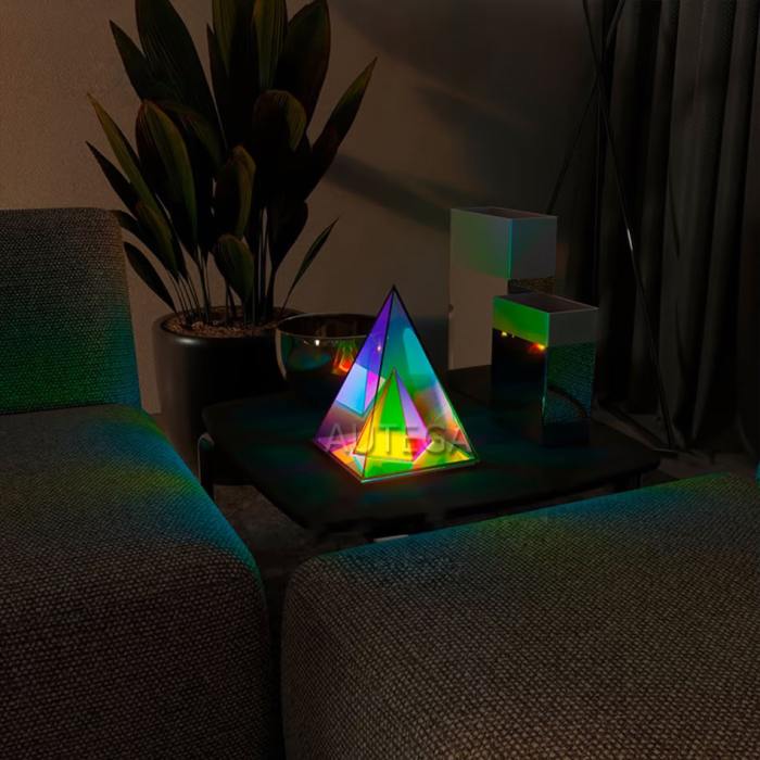 Premium Illusion Prism Pyramid - Iridescent RGB Lamp