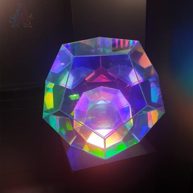 Unique Iridescent Dodecahedron - Infinite Lighting Effect - RGB Polychromatic Acrylic Light Lamp