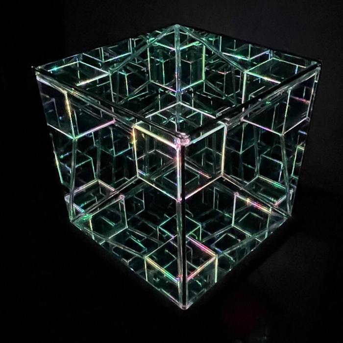 Unique Tesseract Hypercube Infinity Mirror Art Sculpture - Custom Size