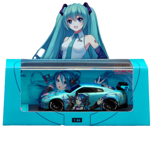 1:64 Nissan GT-R R35 Hatsune Miku Painting Low Tail Model Alloy Model
