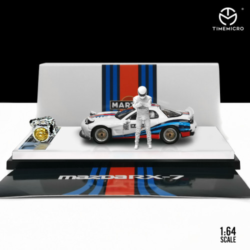 1:64 Mazda RX-7 Rocket Bunny Martini White Painting Hardcover Edition Classic Refitting Modle Vehicle Alloy Model