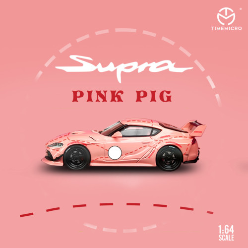 1:64 TOYOTA SUPRA LBWK  PINK PIG Painting Hardcover Version With Luggage Classic Refitting Modle Vehicle Alloy Model