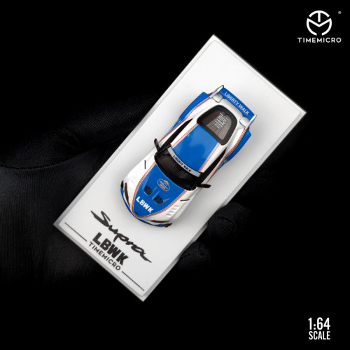 1:64 TOYOTA SUPRA LBWK Modification-White And Blue Painting Classic Refitting Modle Vehicle Alloy Model