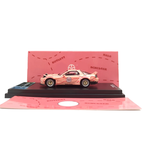 1:64 Mazda RX-7 Rocket Bunny Pink Pig Pink Painting Regular Edition Classic Refitting Modle Vehicle Alloy Model