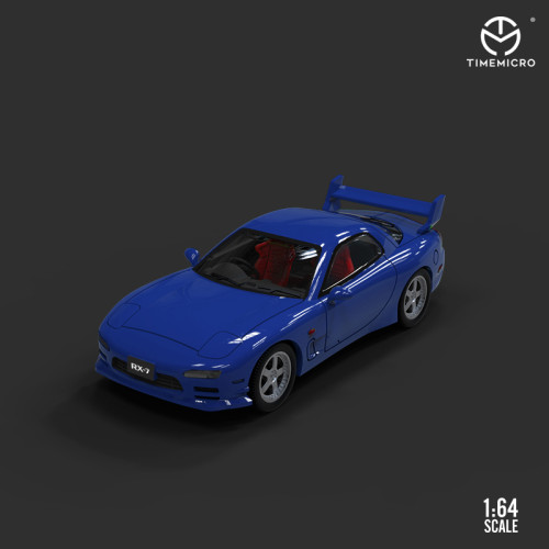 1:64 Mazda RX-7 Dream Collection Blue Painting Classic Modified Model Vehicle Alloy Model