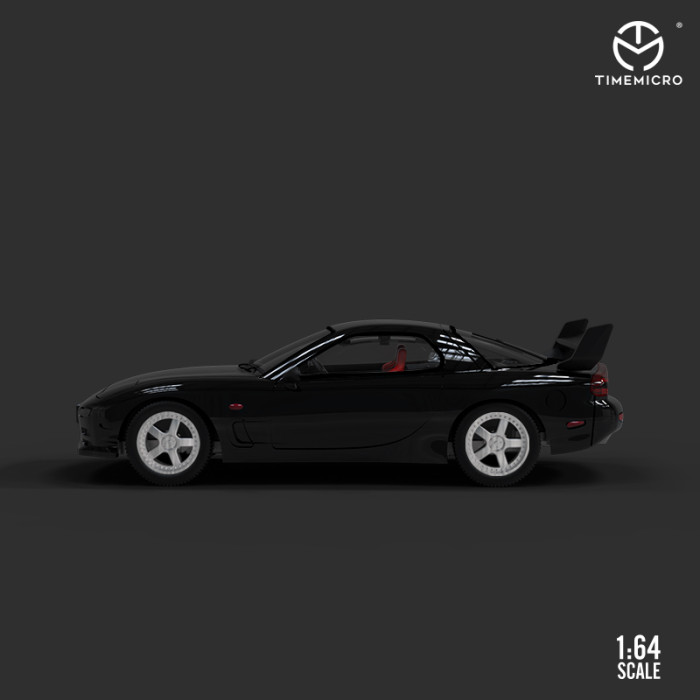 1:64 Mazda RX-7 Dream Collection Black painting Classic Modified Model Vehicle Alloy Model