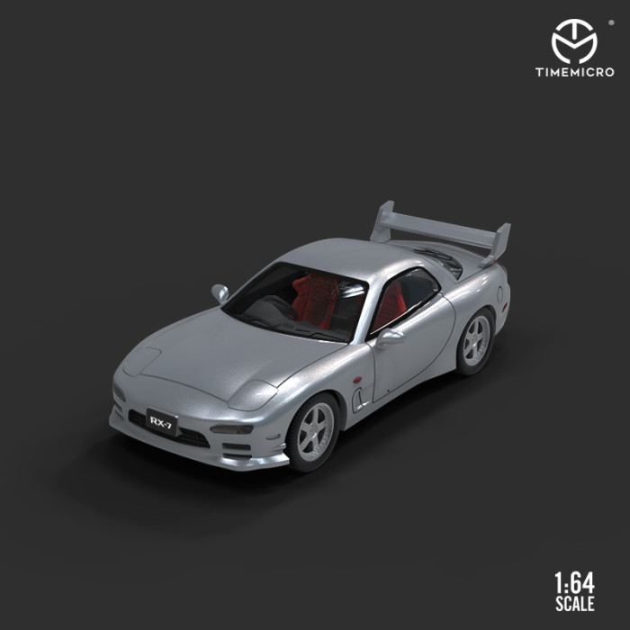 1:64 Mazda RX-7 Dream Collection Silver painting Classic Modified Model Vehicle Alloy Model