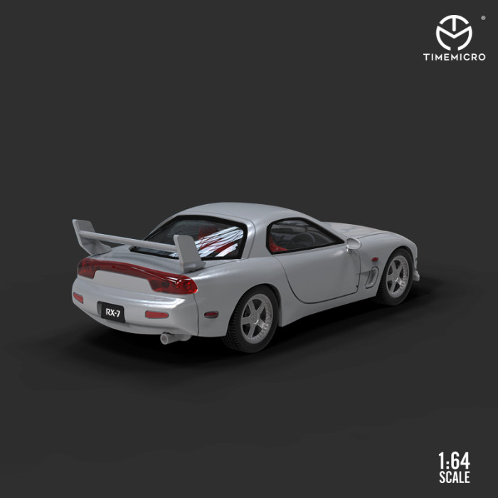 1:64 Mazda RX-7 Dream Collection Silver painting Classic Modified Model Vehicle Alloy Model
