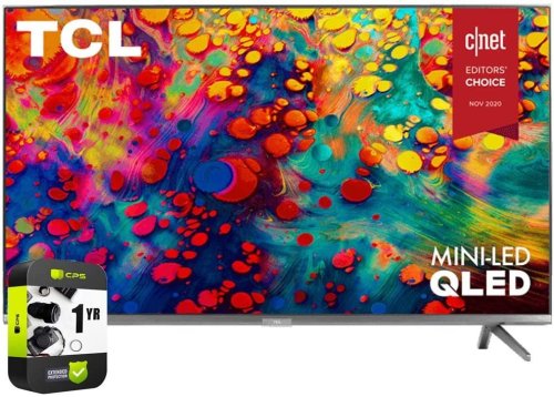 TCL 65R635 65 inch 6-Series 4K QLED Dolby Vision HDR Roku Smart TV Bundle with 1 Year Extended Protection Plan