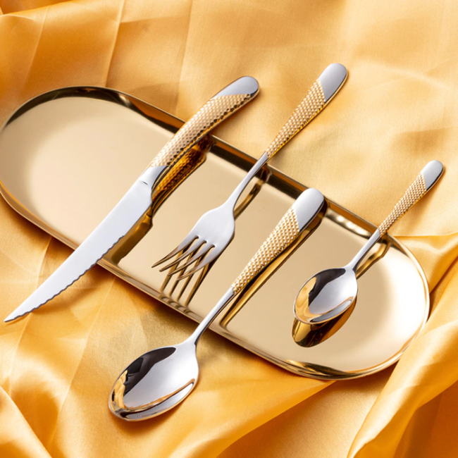 Ferran Diagonal Textured Stainless Steel Cutlery Set
