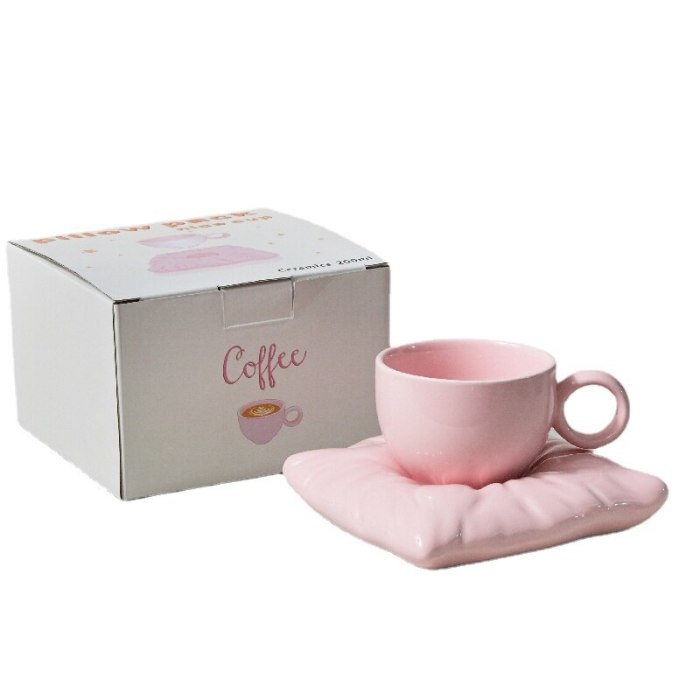 🎁Creative Ceramic cup with pillow coaster cups