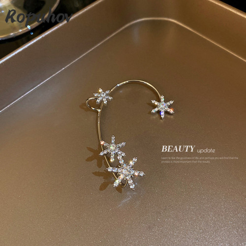 New Woman Diamond Snowflake Earrings Without Hole