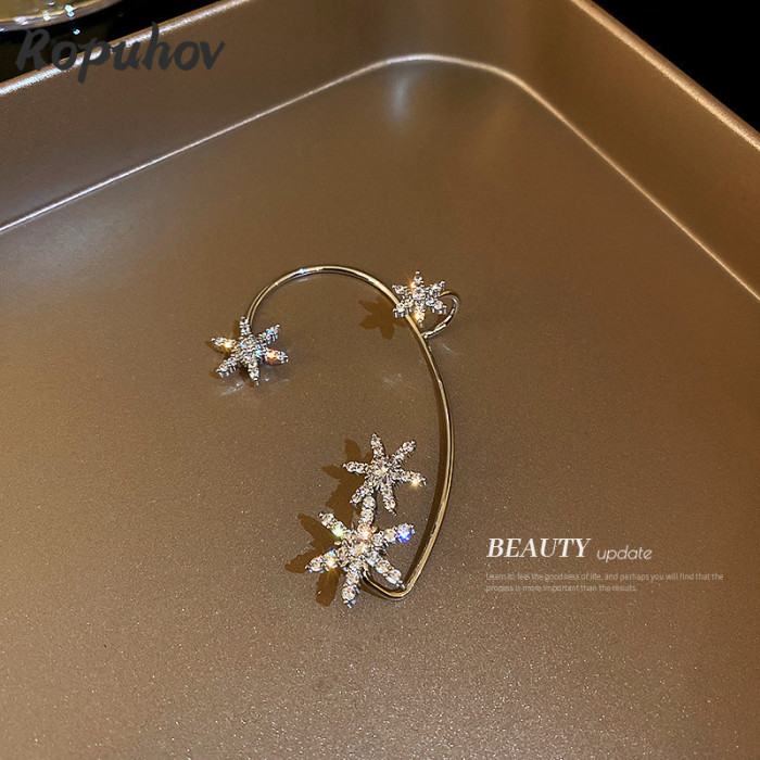 New Woman Diamond Snowflake Earrings Without Hole