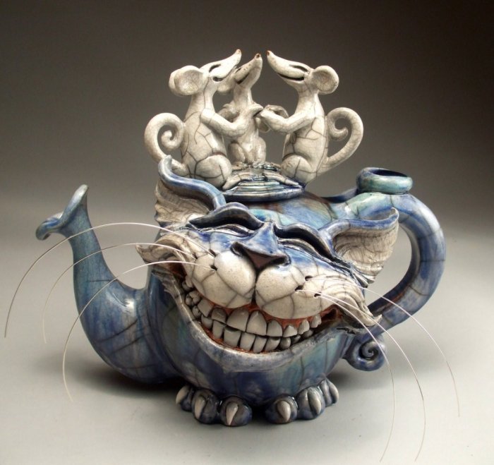50% OFF ! Handmade Art Cat Teapot Devil Cat Decoration