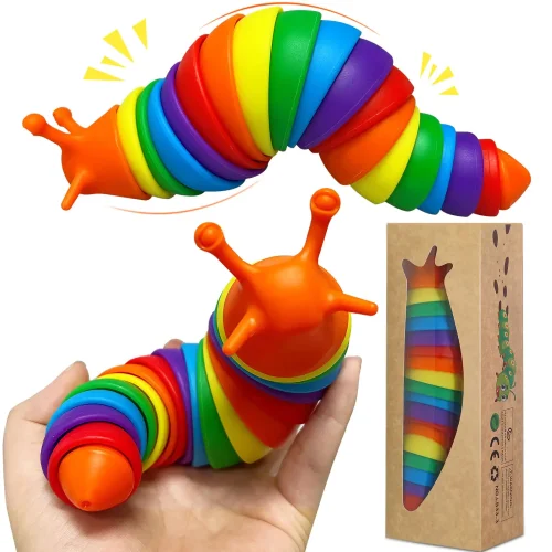 Fidget Slug, 3D Printed Articulating Stim Toy, Flexible Articulating Slug Autism Sensory Toys