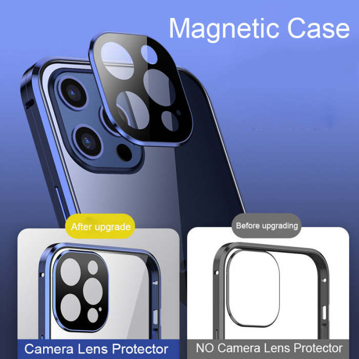 2022 NEW Update Metal Frame Magnetic Double-side Temper Glass Case For iPhone