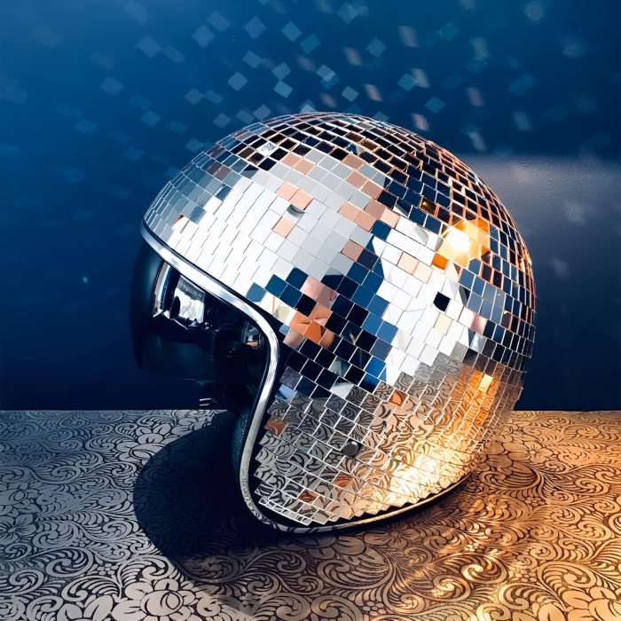 Disco ball Helmet with Retractable Visor
