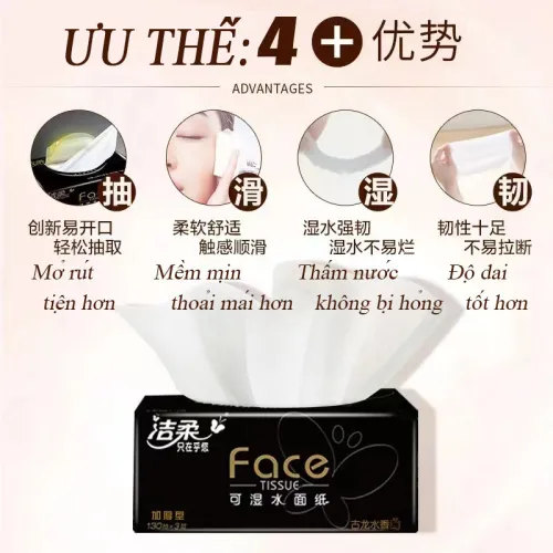 Khăn giấy cao cấp Face tissue  size L  1170tờ/3 gói/xách