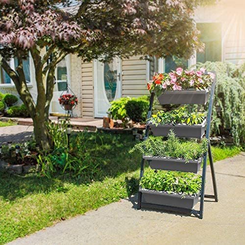 4-Ft Raised Garden Bed - Vertical Garden Freestanding Elevated Planters 4 Container Boxes - Good for Patio Balcony Indoor Outdoor (1-Pack Fernie/Forest Green)