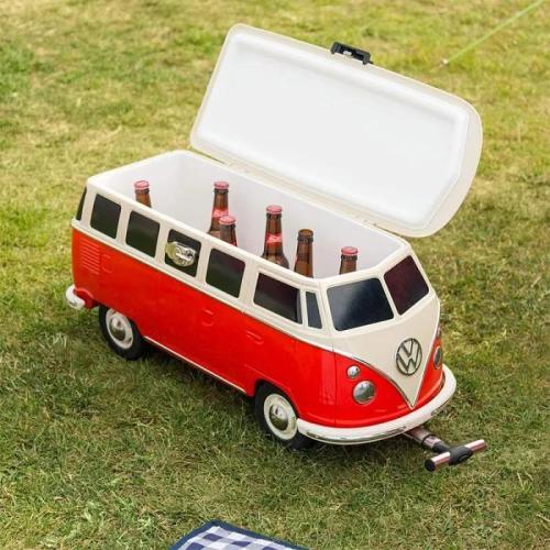 🔥Limited Time Offer🚀 VW Wan Cool Box Rolling Cooler with Wheels and Handle-27 Quart Hard Portable Ice Chest Wagon with Secure Lock