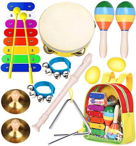 Toddler Musical Instruments Toys- Smarkids Premium Accurately Tuned Percussion Musical Instruments for Kids Children Educational Toy Set for Boys& Girls with Xylophone Flute Tambourine Maraca Backpack