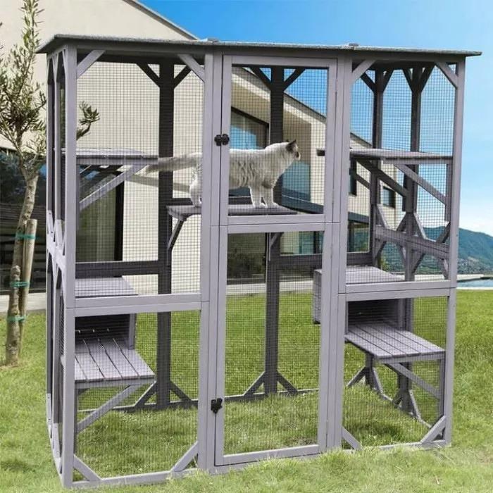 Walk-in Style Extra Large Cat Enclosure with Platforms And Resting Room