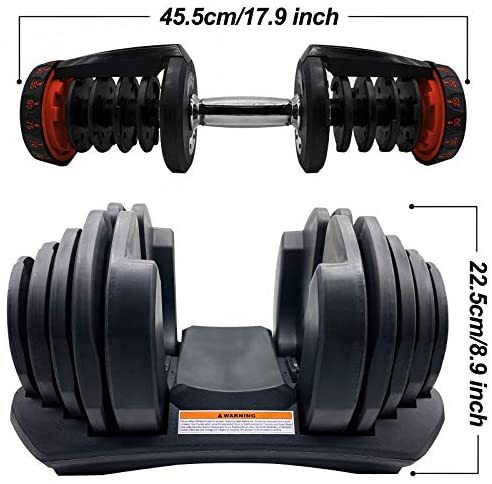 D.Y.A Adjustable Dumbbells Weights Dumbbells Set Strength Training 40KG/90lbs Fitness Equipment Dial System Dumbbell with Handle and Weight Plate for Men Women Bodybuilding Workout Home Gym 1PCS…