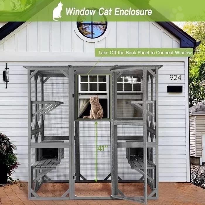 Walk-in Style Extra Large Cat Enclosure with Platforms And Resting Room