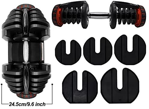 D.Y.A Adjustable Dumbbells Weights Dumbbells Set Strength Training 40KG/90lbs Fitness Equipment Dial System Dumbbell with Handle and Weight Plate for Men Women Bodybuilding Workout Home Gym 1PCS…