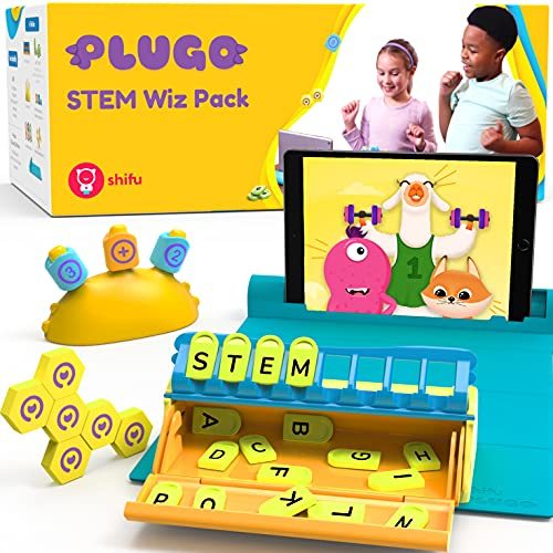Plugo STEM Wiz Pack by PlayShifu - Count, Letters & Link Kits | Math, Words, Magnetic Blocks, Puzzles & Games | Ages 4-10 Years STEM Toys | Educational Gift Boys & Girls (App Based)