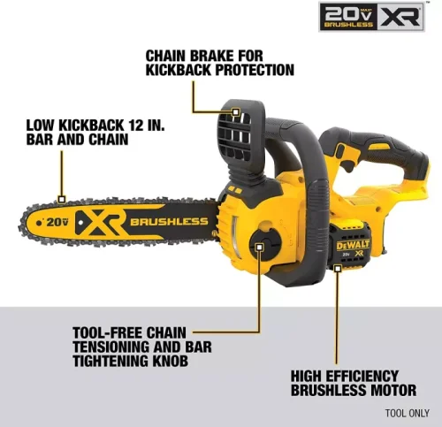 DEWALT 20V MAX XR Chainsaw, 12-Inch, Tool Only (DCCS620B)