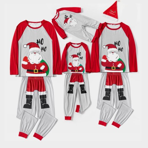 Plus Size Christmas Santa Claus Print Family Matching Long-sleeve Pajamas Sets