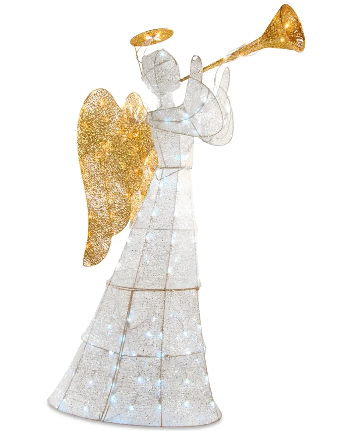 60  LED Crystal Trumpeting Angel With Halo