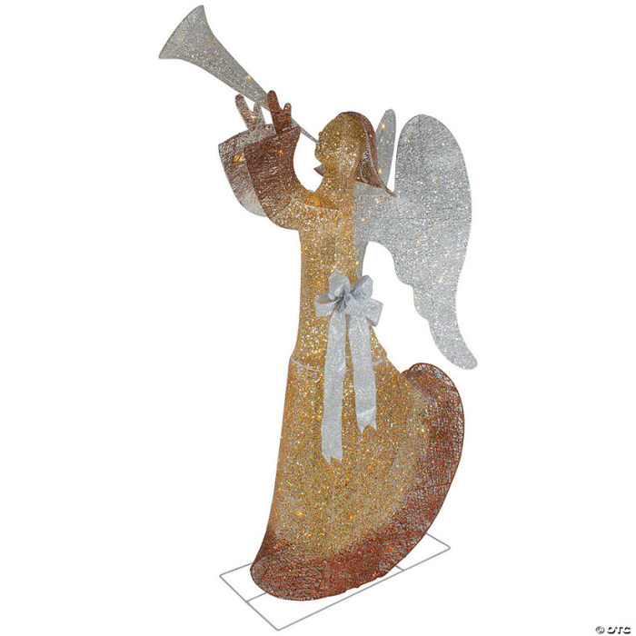5' Gold LED Pre-Lit Angel with Trumpet Outdoor Christmas Decoration