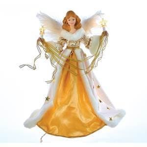 16  ANGEL DRESSED IN GOLD & CREAM TREE TOPPER
