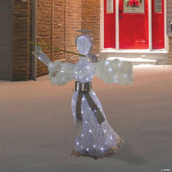 3' LED Pre-Lit Angel with Flute Outdoor Christmas Decoration