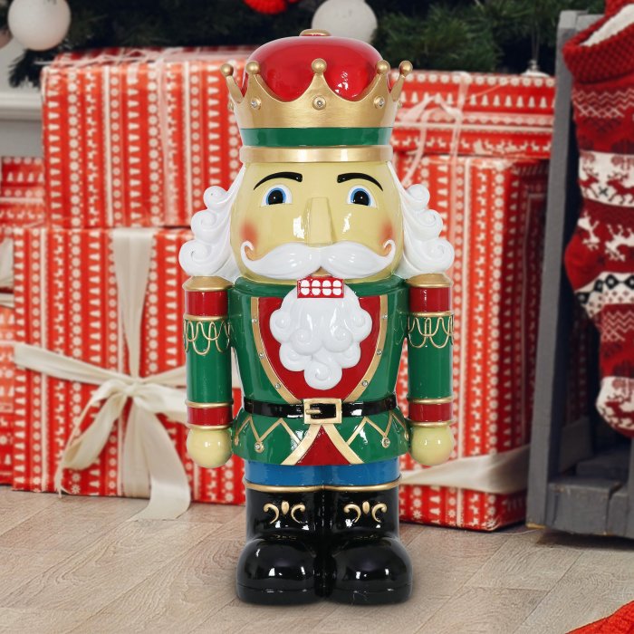 Nutcracker King Soldier with Hand Painted LED Uniform on a Battery Powered Automatic Timer, 24 Inch