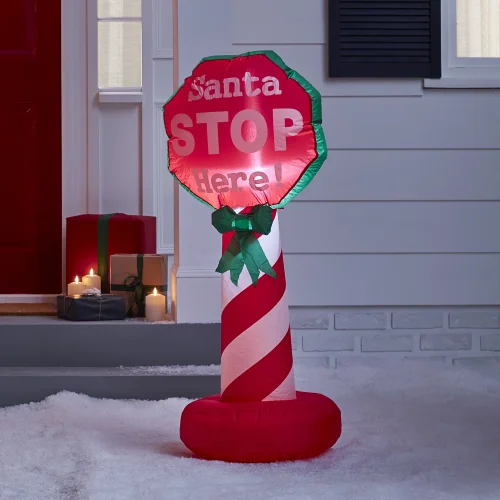 4ft 'Santa Stop Here' Christmas Inflatable Decoration