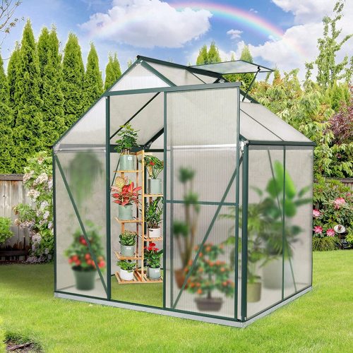 2021 Upgraded 6'x4' Greenhouse,Polycarbonate Plant Greenhouse with Window for Winter,Heavy Duty Garden Green House Kit for Outdoor Use