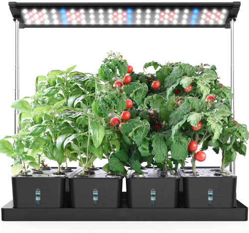 20 Pods Indoor Herb Garden Hyrdroponics Growing System with LED Grow Light and 4 Removable Water Tank, Free Timing Setting, 27  Adjustable Height