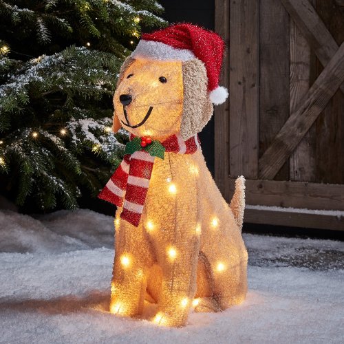 Fluffy Labrador Dog Light Up Outdoor Figure