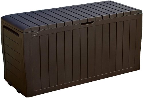 71 Gallon Resin Outdoor Storage Box for Patio Furniture Cushion Storage, Brown