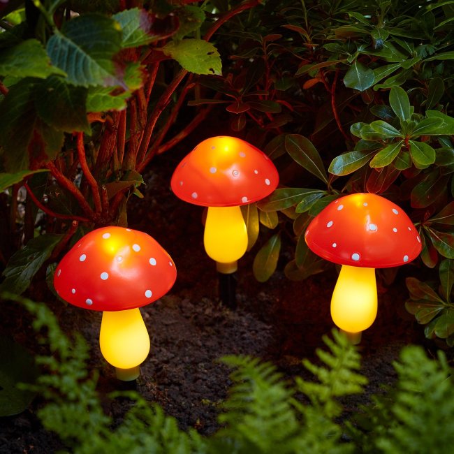Mushroom Solar Path Lights Trio