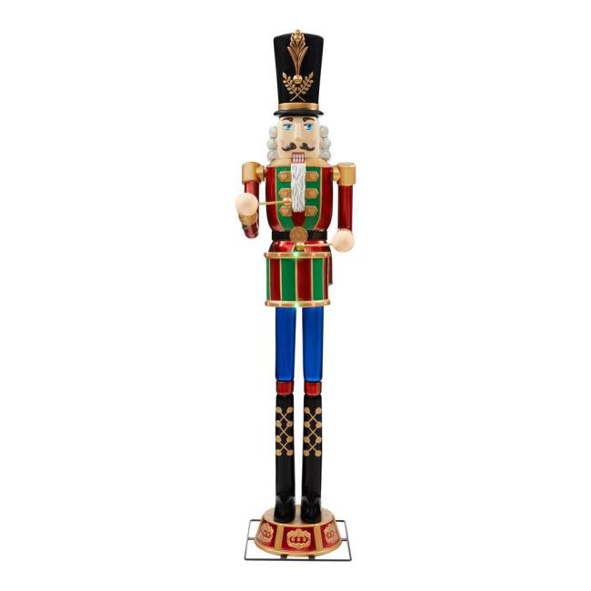 8 ft Giant Nutcracker with LCD LifeEyes and Sound Yard Sculpture