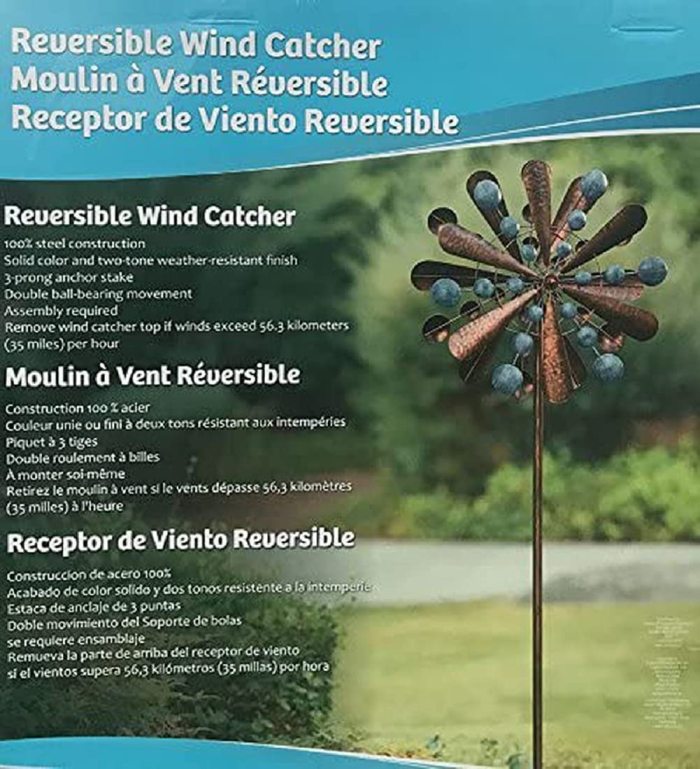 Reversible Extra Large Wind Spinner Catcher 23  Wide, 83  High Weather Resistant Finish
