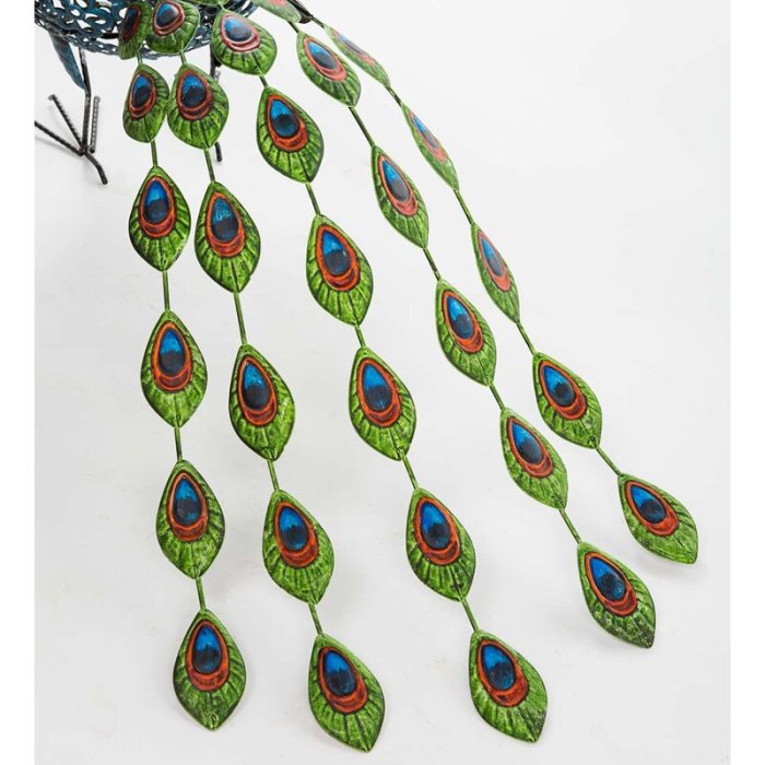 Vibrant Metal Peacock Birdbath