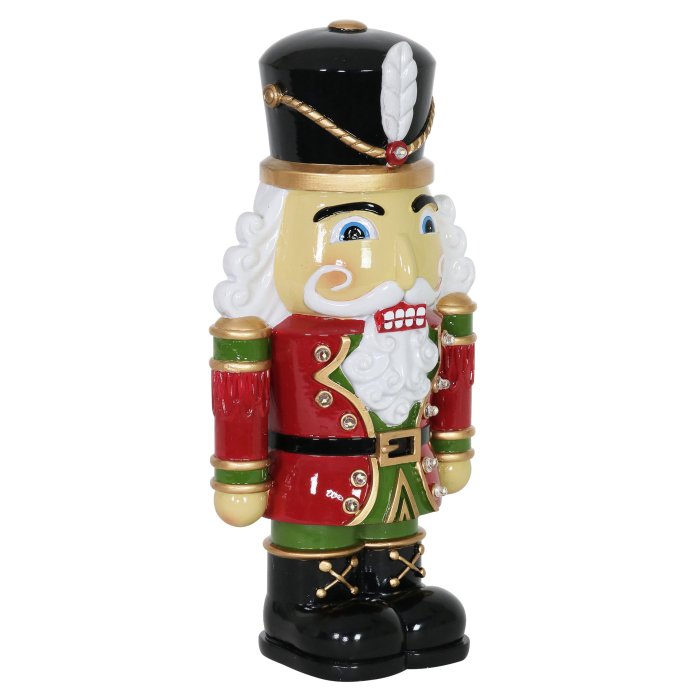 Hand Painted Nutcracker Soldier with LED Uniform on a Battery Powered Automatic Timer, 12 Inch